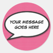 Roze gepersonaliseerde spraakballon ronde sticker (Voorkant)