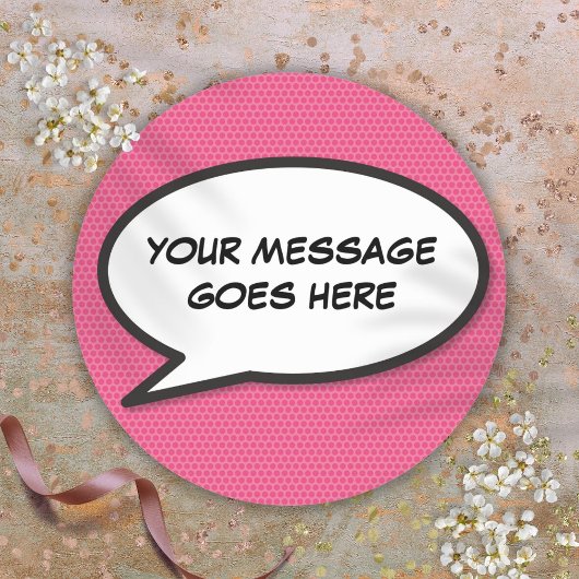 Roze gepersonaliseerde spraakballon ronde sticker