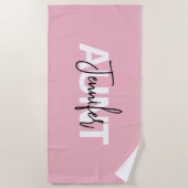 Roze gepersonaliseerde tante typografie strandlaken (Voorkant)