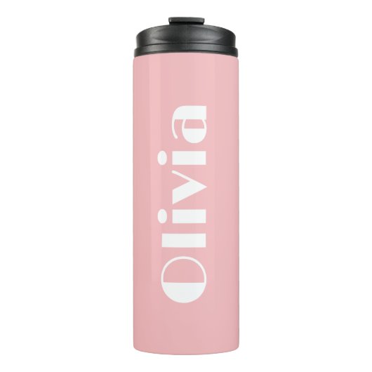 Roze gepersonaliseerde thermische mok met deksel (Voorkant)
