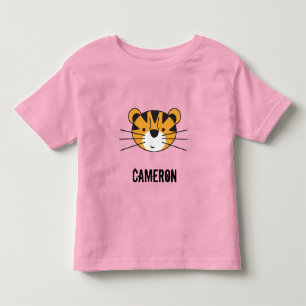 Roze gepersonaliseerde tijger illustratie kinder shirts