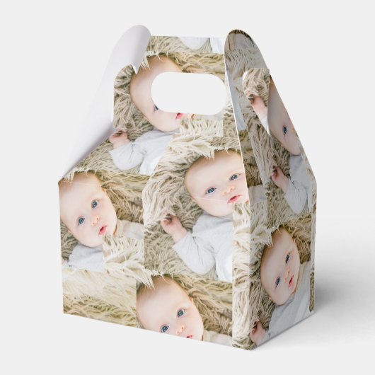 Roze Gepersonaliseerde Verjaardag foto cirkel Bedankdoosjes (Voorkant Zijde)