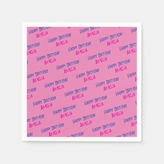  Roze gepersonaliseerde Verjaardag Servet (Voorkant)