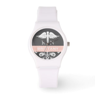 ROZE GEPERSONALISEERDE VERPLEEGSTER RN CADUCEUS KR HORLOGE