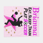 ROZE GEPERSONALISEERDE VOETBAL MEISJE DEKEN (Voorkant (Horizontaal))