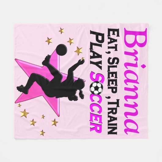  ROZE GEPERSONALISEERDE VOETBAL MEISJE DEKEN (Voorkant (Horizontaal))