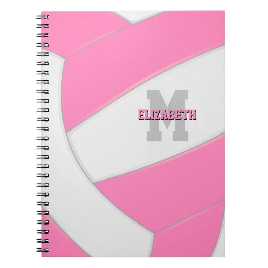 roze gepersonaliseerde volleybal meisjes volleybal notitieboek (Voorkant)
