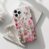 Roze geperste bloemen Elegante bloemen Case-Mate iPhone Case