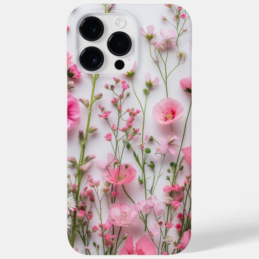 Roze geperste bloemen Elegante bloemen Case-Mate iPhone Case (Achterkant)