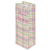 Roze geplakt met blauw wijn cadeautas (Achterkant Gekanteld)