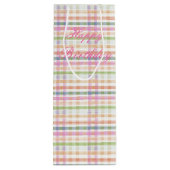 Roze geplakt met blauw wijn cadeautas (Achterkant)