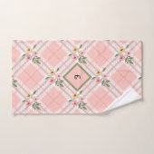 Roze gepleisterd bloemmonogram bad handdoek (Handdoek)