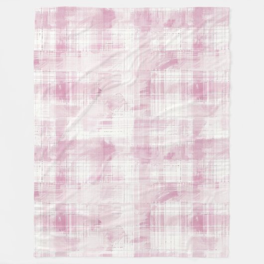 Roze gepleisterde witte strepen fleece deken (Voorkant)