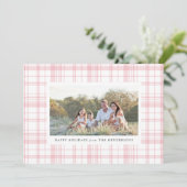 Roze geplette Feestdagen Feestdagenkaart (Staand voorkant)