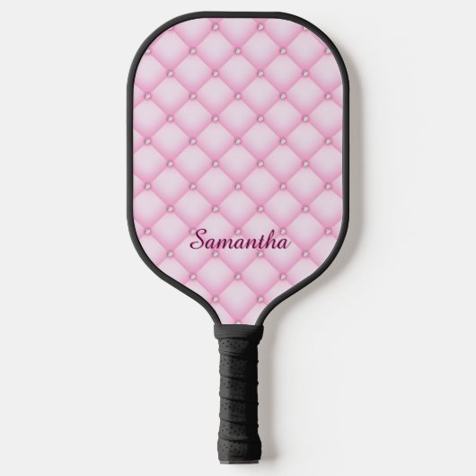 Roze geplooide glam esthetiek pickleball paddle (Voorkant)