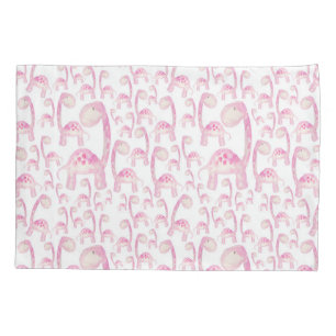 Roze gepotte Dinosaur Pillow Hoesje Kussensloop