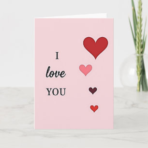 Roze geprägde I Love You Hartjes Kaart