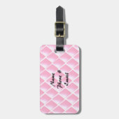 Roze Gequilte Diamant Patroon Bagagelabel (Voorkant verticaal)