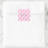 Roze Gequilte Diamant Patroon Vierkante Sticker (Tas)
