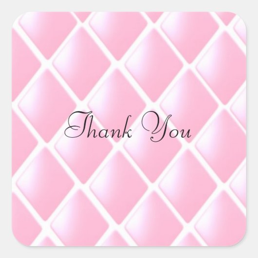 Roze Gequilte Diamant Patroon Vierkante Sticker (Voorkant)