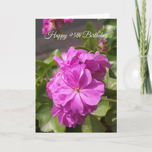 Roze Geranium 95th Birthday Kaart (Voorkant)