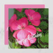 Roze Geranium Birthday Kaart (Voorkant / Achterkant)