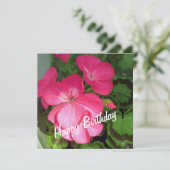Roze Geranium Birthday Kaart (Staand voorkant)