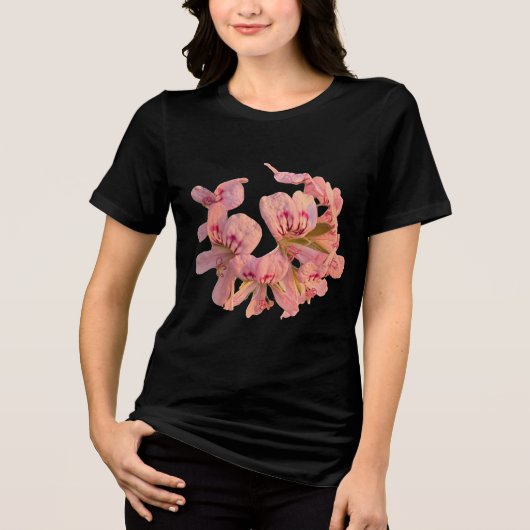 Roze Geranium Bloem Krans Bloem T-Shirt (Voorkant)
