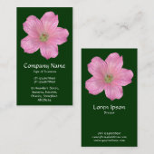 Roze geranium - Donkergroen Visitekaartje (Voorkant / Achterkant)
