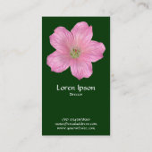 Roze geranium - Donkergroen Visitekaartje (Achterkant)