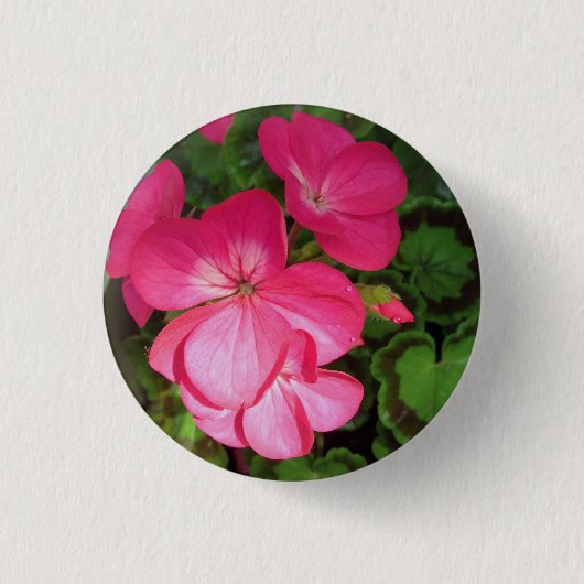 Roze Geranium Foto Button (Voorkant)