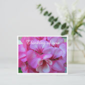  Roze Geranium Foto Dinking of You Briefkaart (Staand voorkant)
