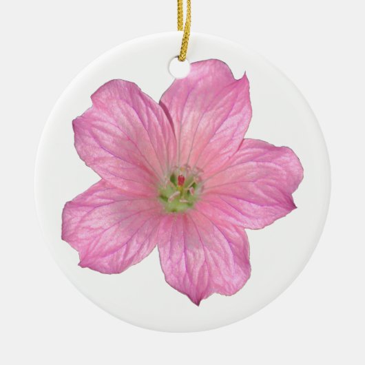 Roze Geranium Keramisch Ornament (Voorkant)