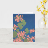 Roze Geranium Notecard Kaart (Gele Bloem)