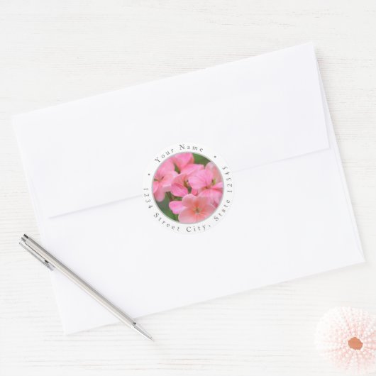 Roze Geranium Petals Labels (Envelop)
