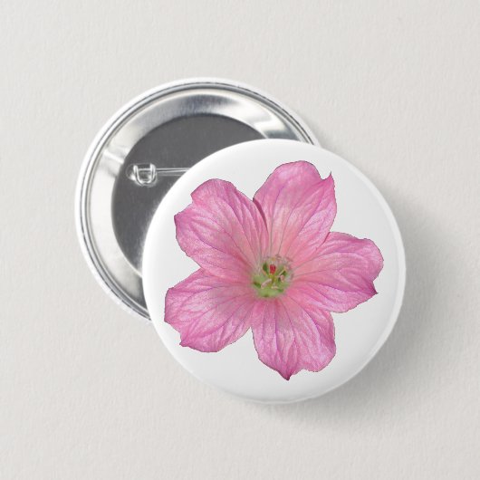 Roze Geranium Ronde Button 5,7 Cm (Voorkant /achterkant)