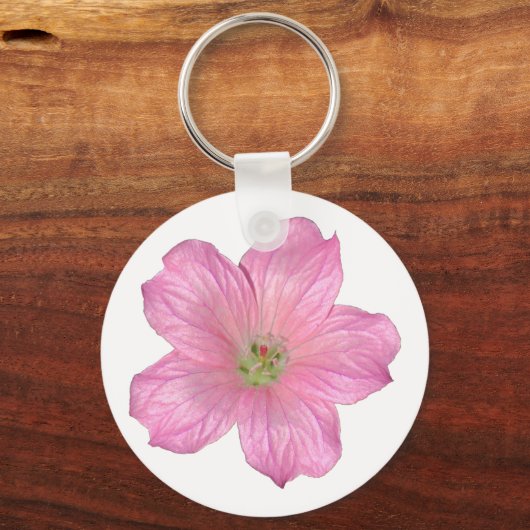 Roze Geranium Sleutelhanger (Voorkant)