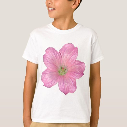 Roze Geranium T-shirt (Voorkant)