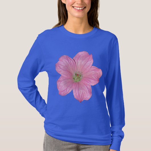 Roze Geranium T-shirt (Voorkant)