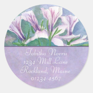 Roze Geranium Waterverf Flowers Retouradres Ronde Sticker
