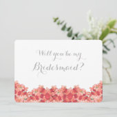 Roze Geranium wordt mijn bruidsmeisje Kaart (Staand voorkant)