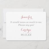 Roze Geranium wordt mijn bruidsmeisje Kaart (Achterkant)