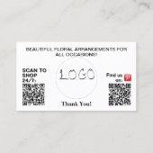 Roze Geranium Zakelijk Logo QR Code 3,5 x 2,0 Visitekaartje (Achterkant)