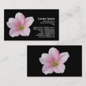 Roze geranium - zwart visitekaartje (Voorkant / Achterkant)