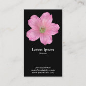 Roze geranium - zwart visitekaartje (Achterkant)
