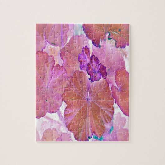 Roze geraniumbladeren legpuzzel (Verticaal)