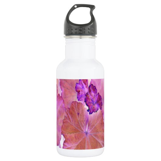 Roze geraniumbladeren waterfles (Voorkant)