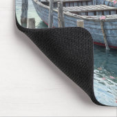 Roze geraniums in een rustieke roeiboot muismat (Hoek)