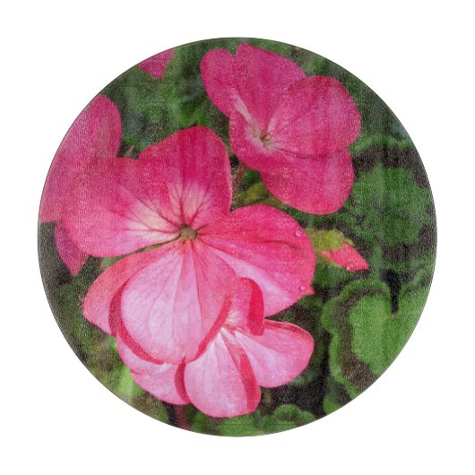  roze geraniumventiel met waterdruppels Foto Snijplank (Voorkant)