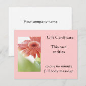 Roze Gerbena Gift Certificate (Voorkant / Achterkant)